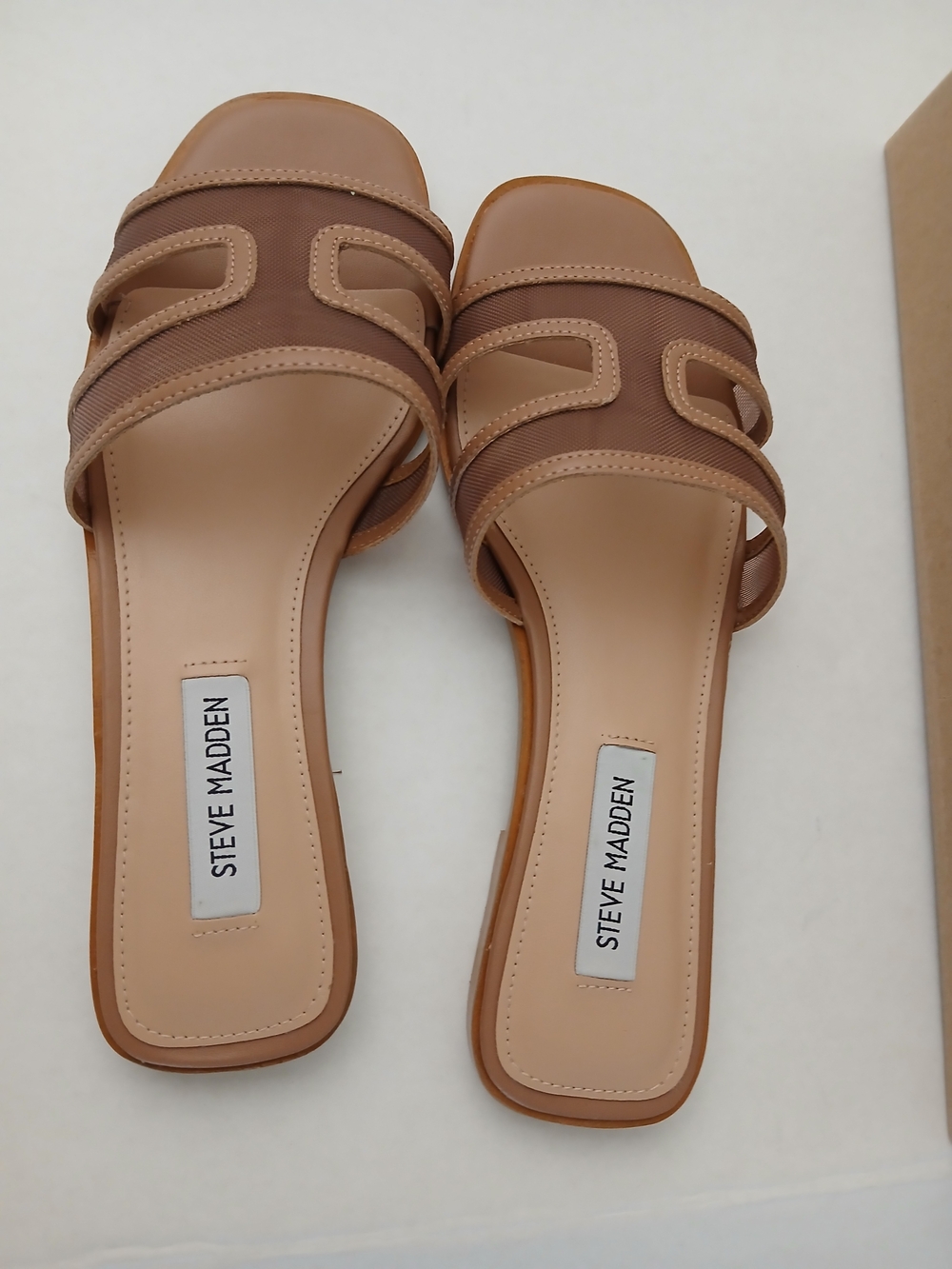 Steve Madden Nude/Tan Slide Mules with Mesh Straps New $25 - Picture 11 of 16